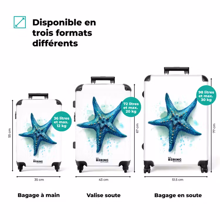 Valise - Étoile de mer bleue sur fond blanc — 3