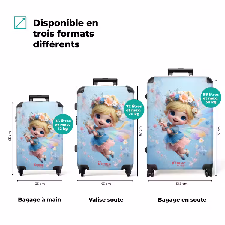 Valise - Fée avec robe bleue et couronne florale — 3