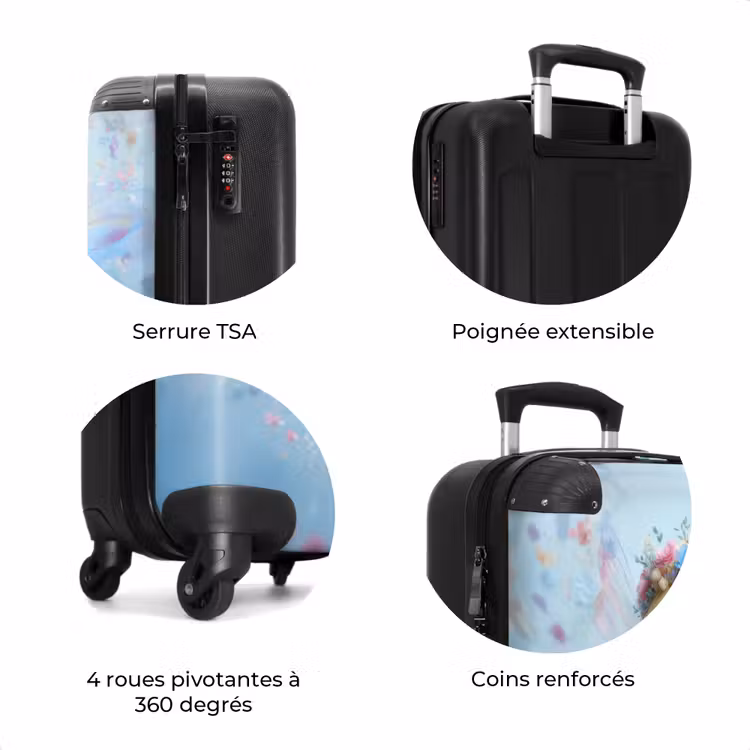 Valise - Fée avec robe bleue et couronne florale — 8
