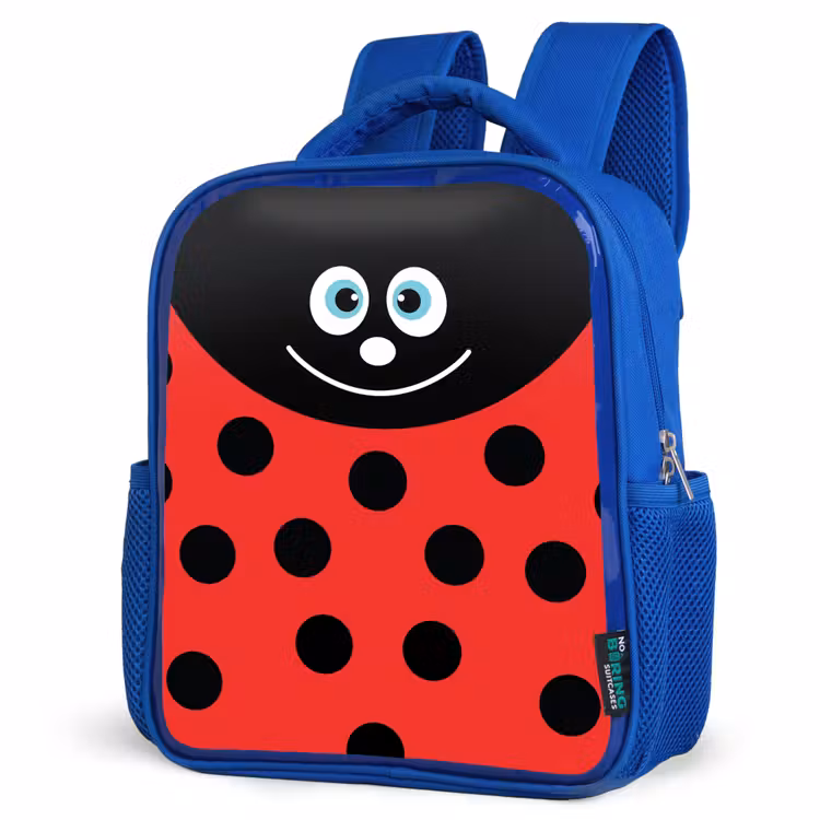 Sac à dos enfant - Bleu - Portrait d'animal - Coccinelle - rouge — 7