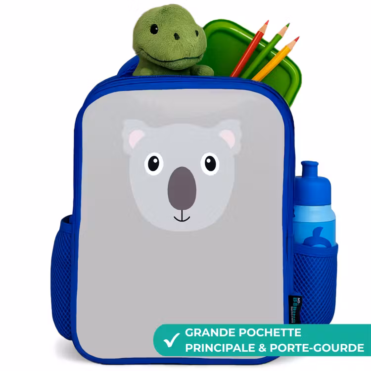 Sac à dos enfant - Bleu - Portrait d'animal - Koala - gris — 5