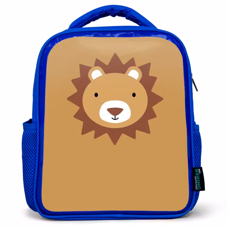 Sac à dos enfant - Bleu - Portrait d'animal - Lion - Marron — 1