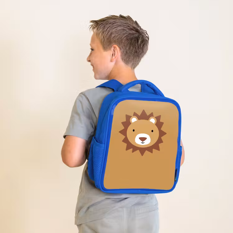 Sac à dos enfant - Bleu - Portrait d'animal - Lion - Marron — 2