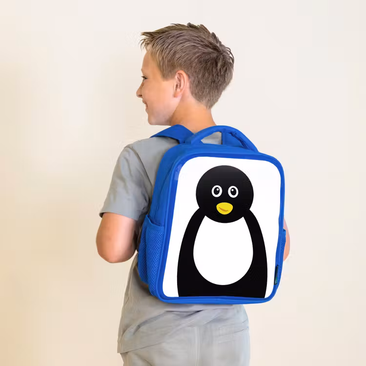 Sac à dos enfant - Bleu - Portrait d'animal - pingouin - enfants — 2