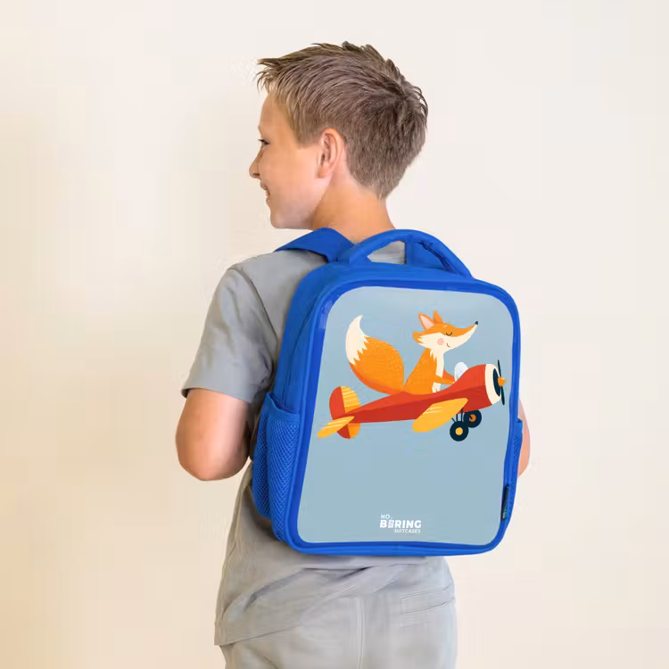 Sac à dos enfant - Bleu - Renard - Avion - Mouches — 2