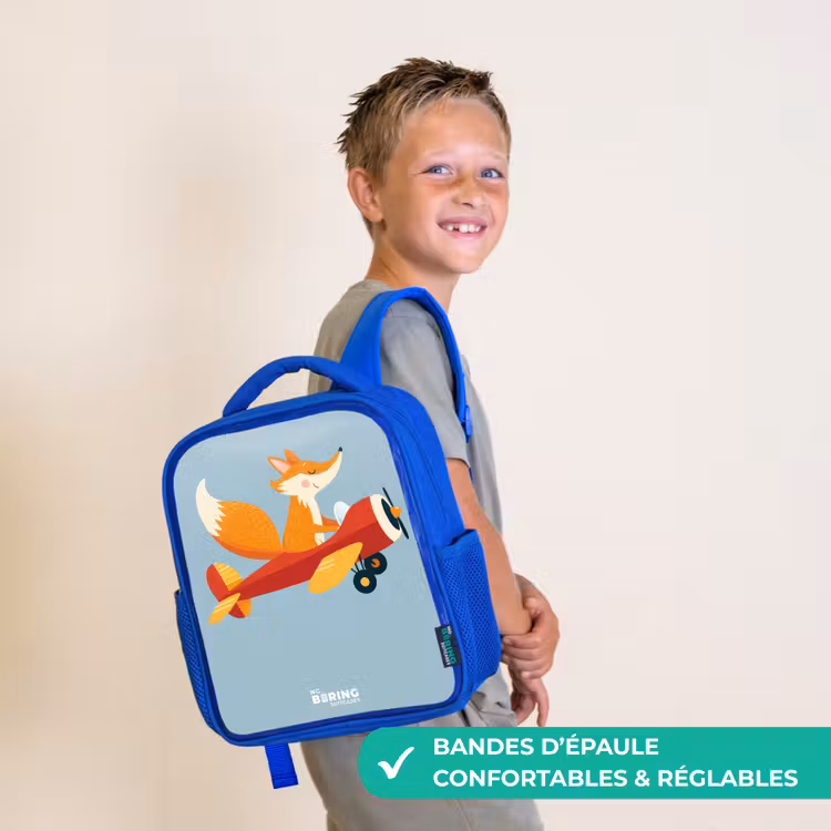Sac à dos enfant - Bleu - Renard - Avion - Mouches — 4