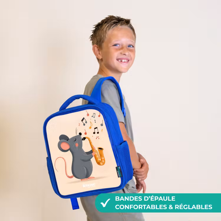 Sac à dos enfant - Bleu - Souris - Saxophone - Musique — 4
