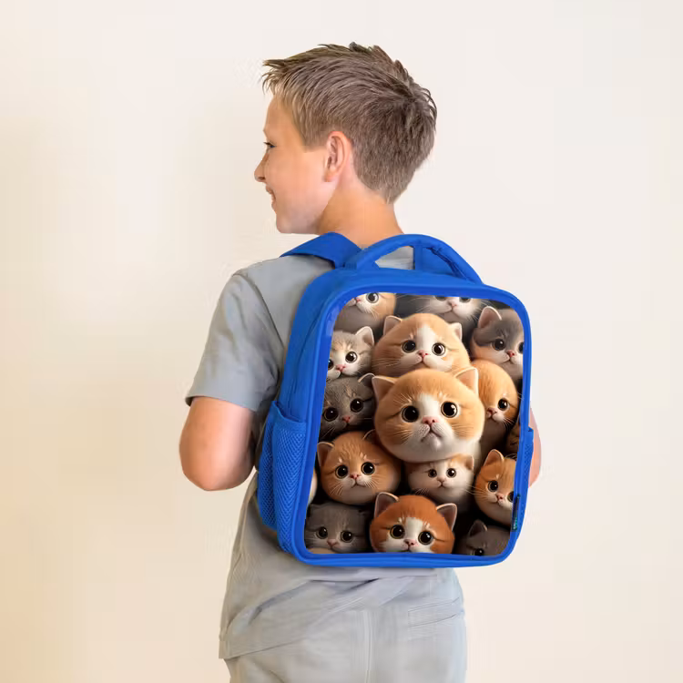 Sac à dos enfant - Bleu - Chats en peluche — 2