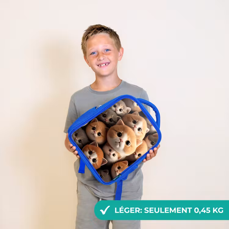 Sac à dos enfant - Bleu - Chats en peluche — 3