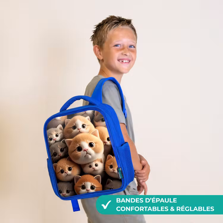 Sac à dos enfant - Bleu - Chats en peluche — 4