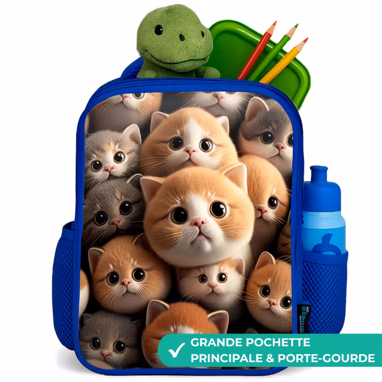 Sac à dos enfant - Bleu - Chats en peluche — 5