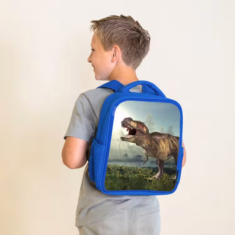 Sac à dos enfant - Bleu - Dino - Herbe - Dessin - Enfants - Garçons — 2