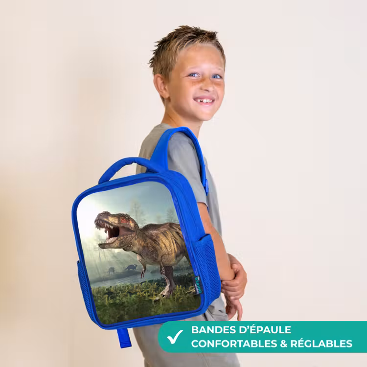 Sac à dos enfant - Bleu - Dino - Herbe - Dessin - Enfants - Garçons — 4