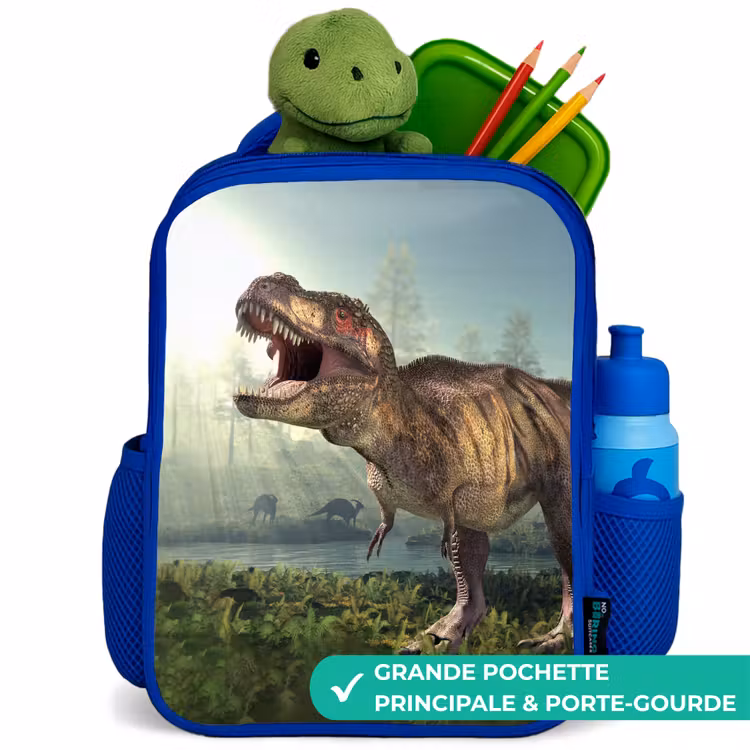 Sac à dos enfant - Bleu - Dino - Herbe - Dessin - Enfants - Garçons — 5
