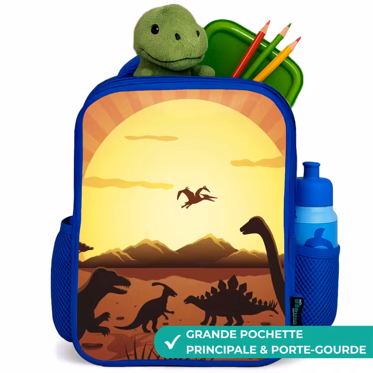 Sac à dos enfant - Bleu - Dino - Soleil - Nature - Dessin - Enfants - Garçons — 5