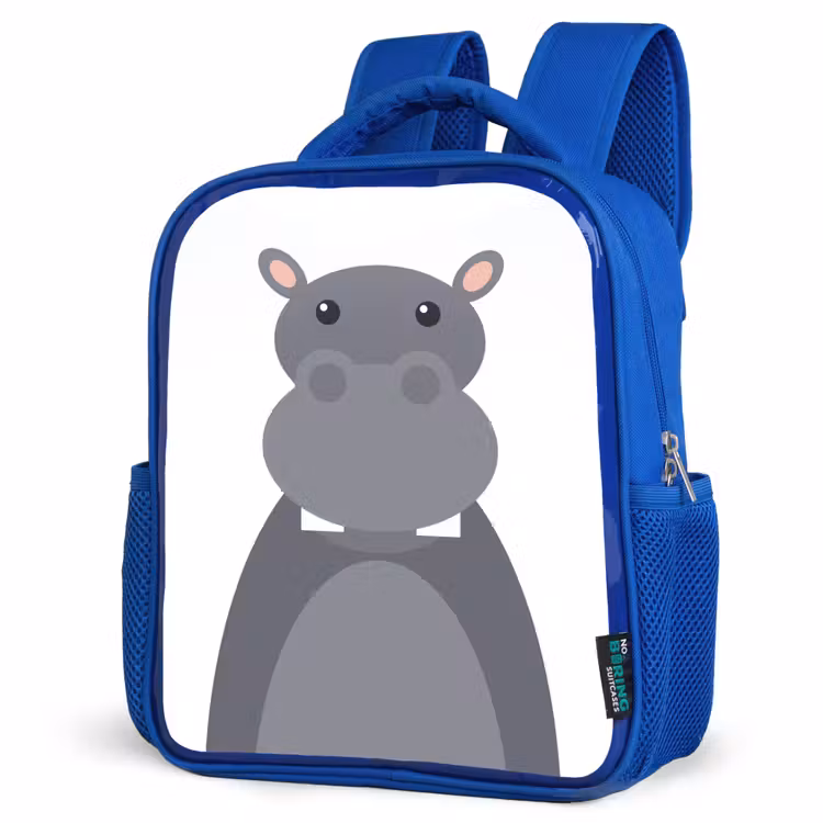 Sac à dos enfant - Bleu - Portrait d'animal - Hippo - gris — 7