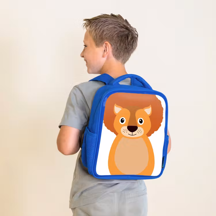 Sac à dos enfant - Bleu - Portrait d'animal - Lion - enfants — 2