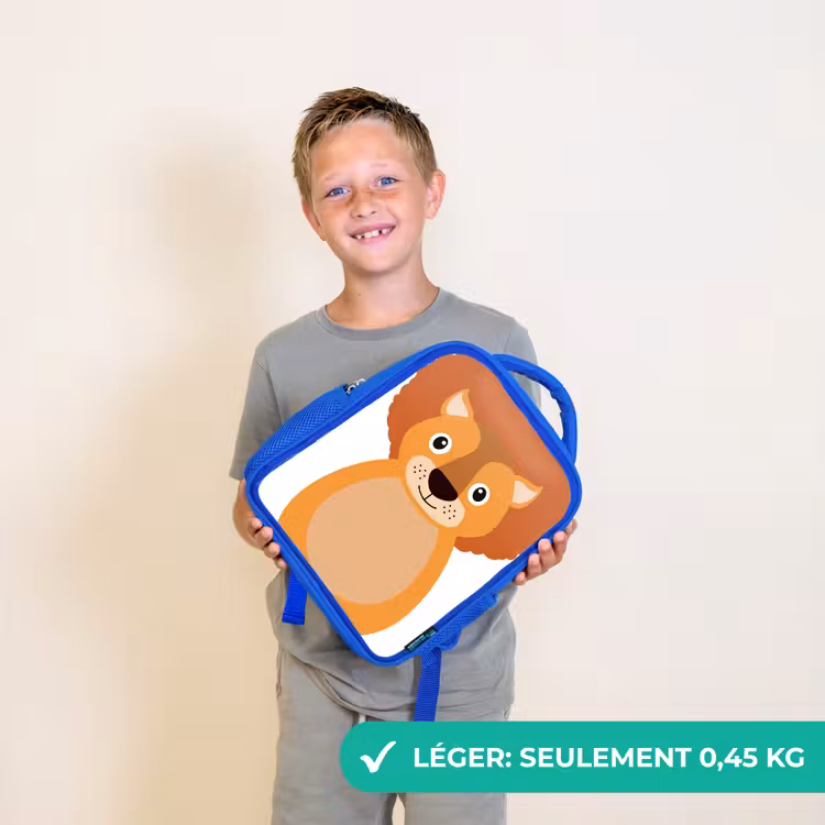 Sac à dos enfant - Bleu - Portrait d'animal - Lion - enfants — 3