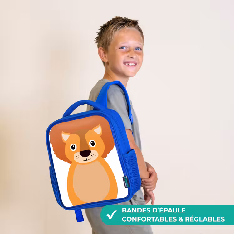 Sac à dos enfant - Bleu - Portrait d'animal - Lion - enfants — 4