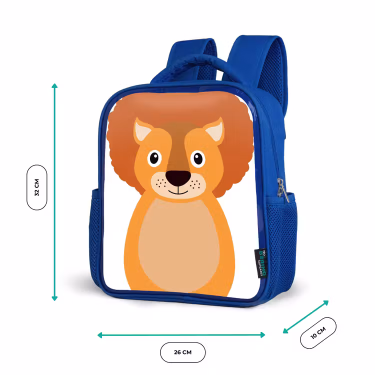Sac à dos enfant - Bleu - Portrait d'animal - Lion - enfants — 6