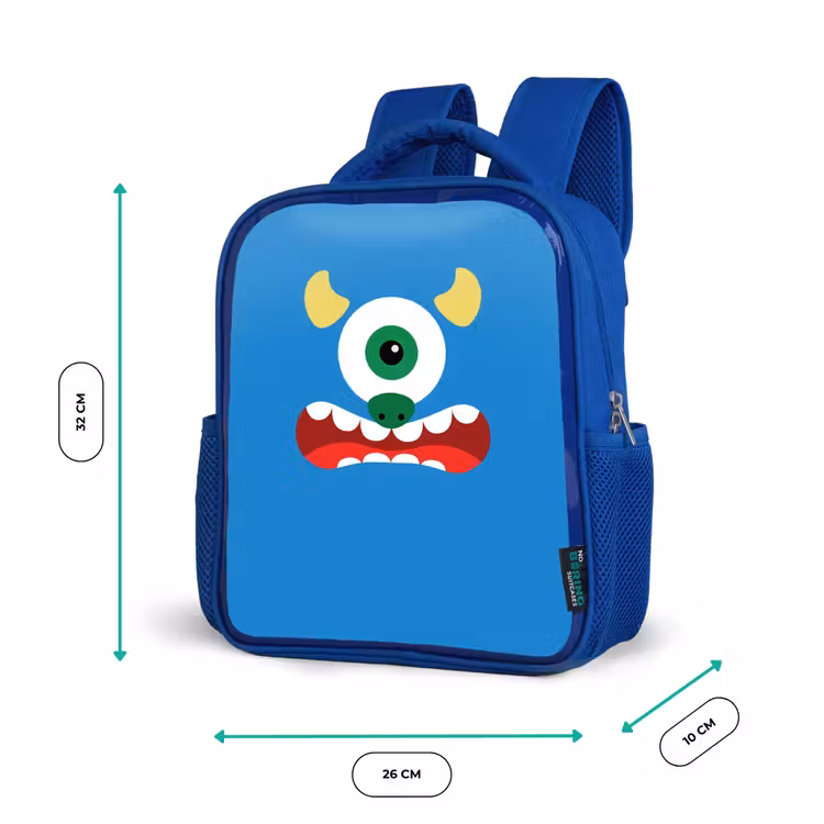 Sac à dos enfant - Bleu - Portrait d'animal - Monstre - bleu — 6