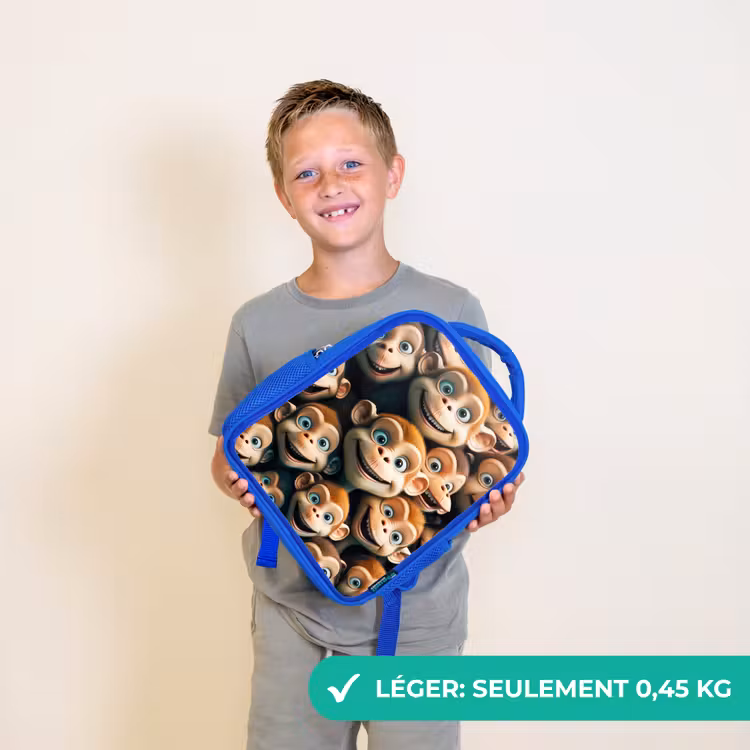 Sac à dos enfant - Bleu - Traits de singe — 3