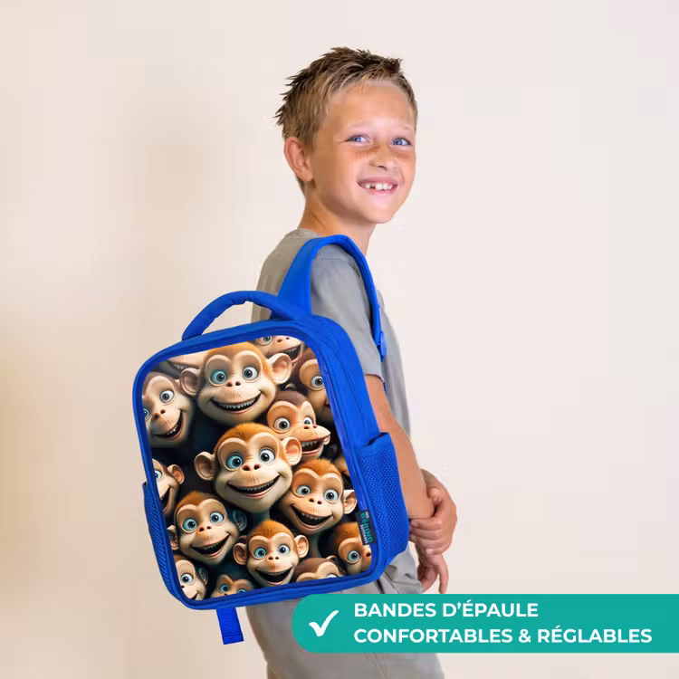 Sac à dos enfant - Bleu - Traits de singe — 4