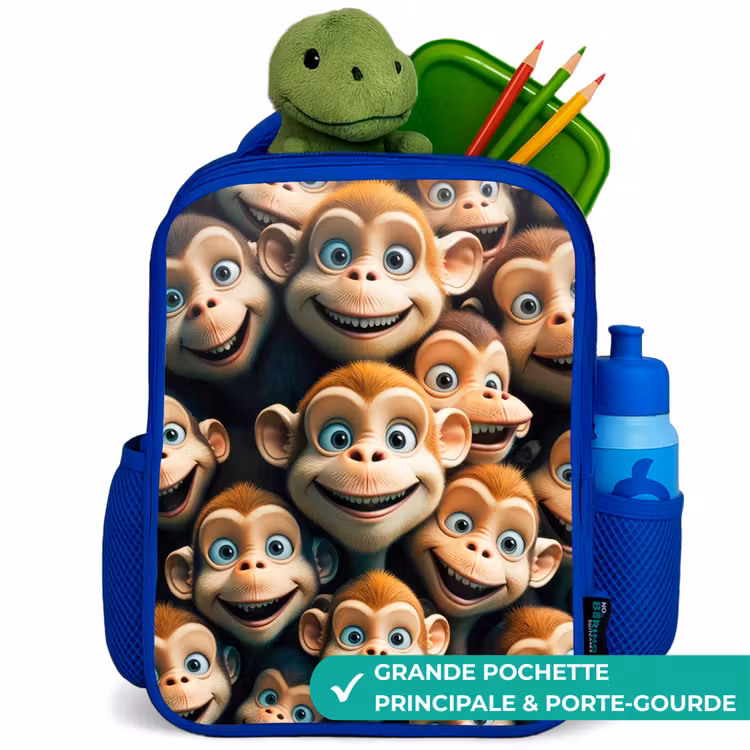Sac à dos enfant - Bleu - Traits de singe — 5