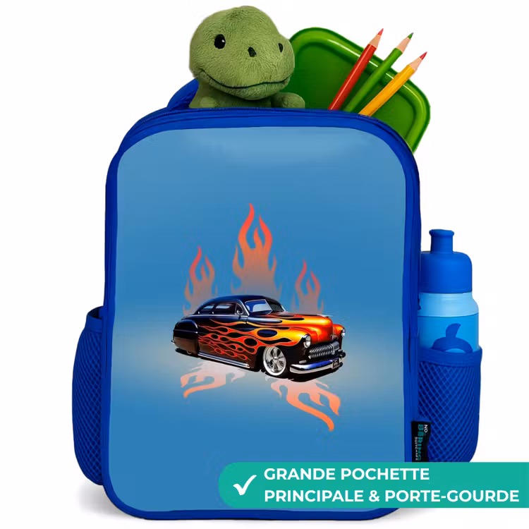 Sac à dos enfant - Bleu - Flammes de hotrod — 5