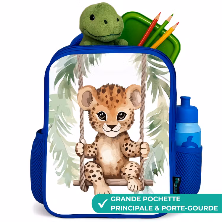 Sac à dos enfant - Bleu - Léopard - Animal - Enfants - Jungle — 5