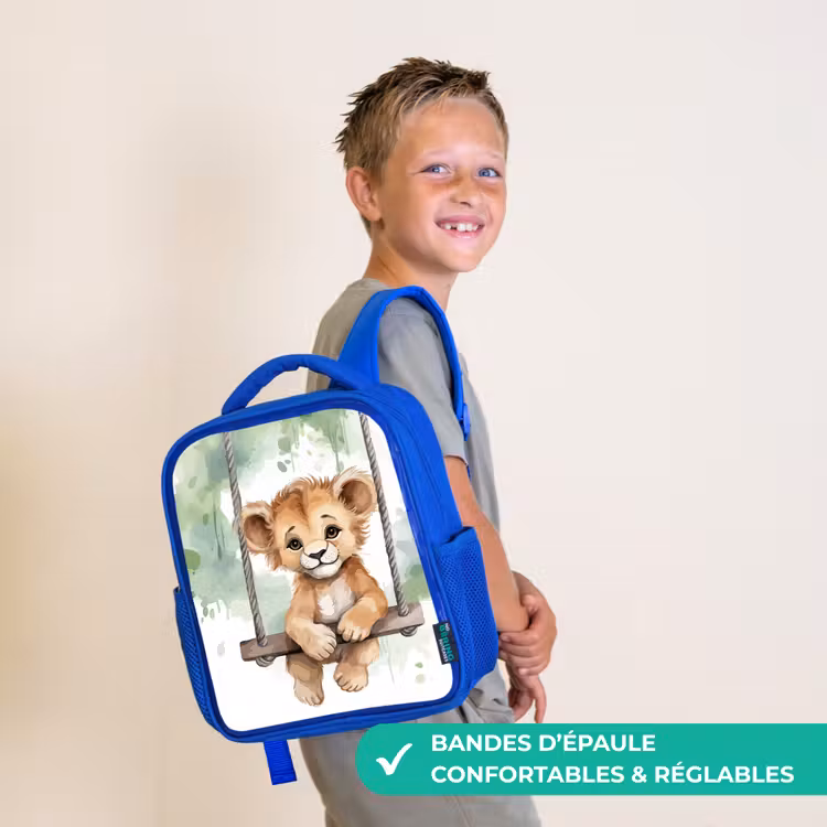 Sac à dos enfant - Bleu - Lion - Animal - Enfants - Jungle — 4