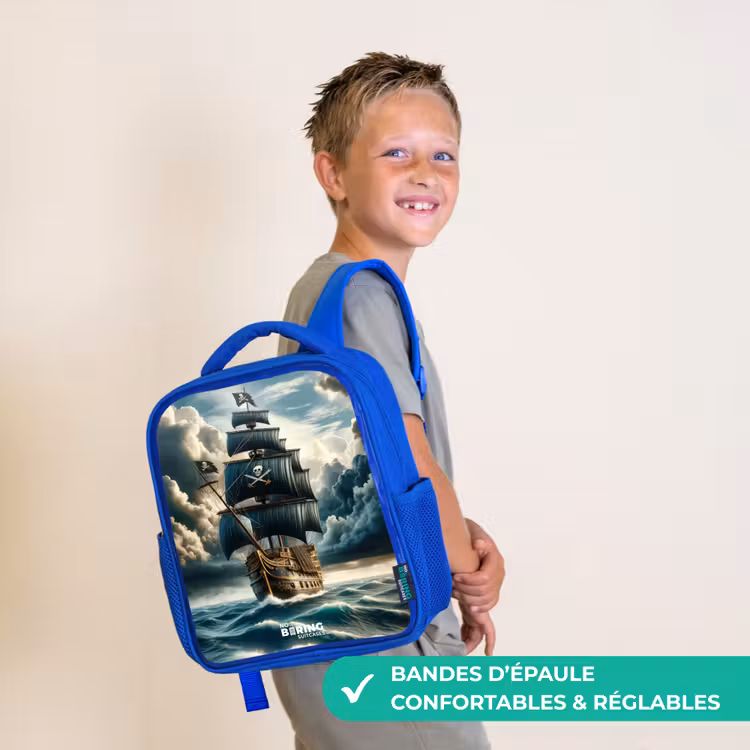 Sac à dos enfant - Bleu - Navire pirate sur une mer déchaînée — 4