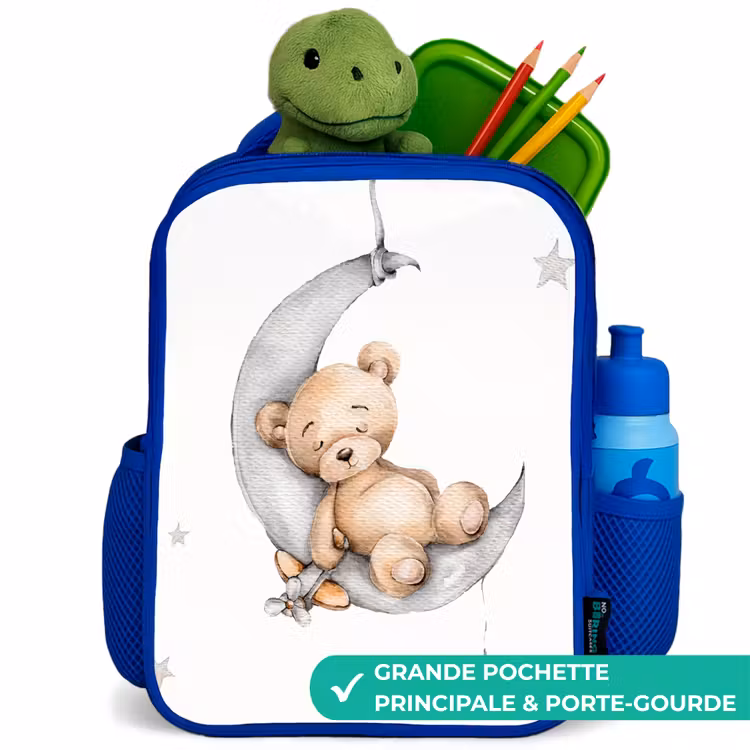 Sac à dos enfant - Bleu - Ours - Lune - Étoiles - Enfants — 5