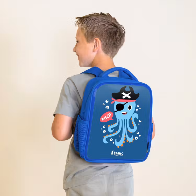 Sac à dos enfant - Bleu - Pieuvre pirate avec un chapeau — 2