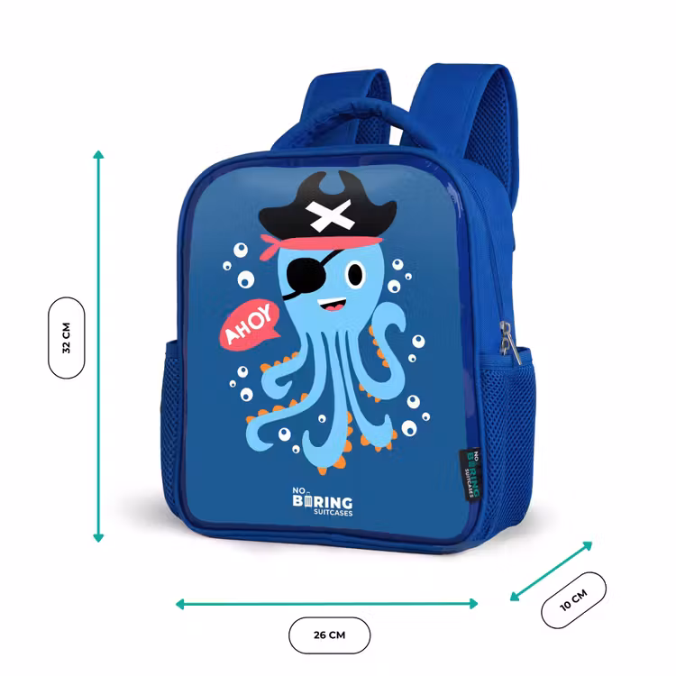 Sac à dos enfant - Bleu - Pieuvre pirate avec un chapeau — 6
