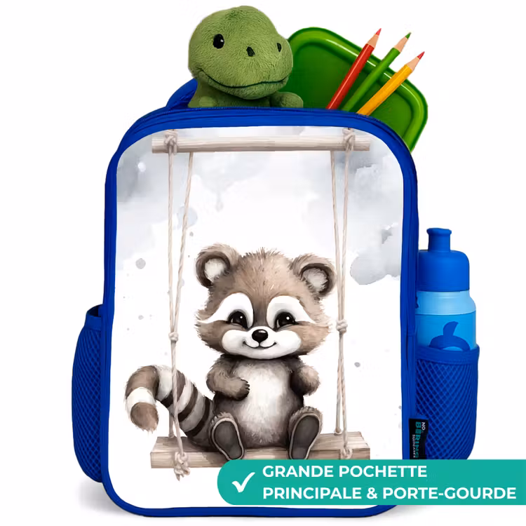 Sac à dos enfant - Bleu - Raton laveur - Animal - Enfants — 5