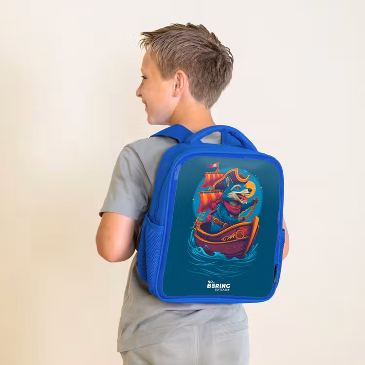 Sac à dos enfant - Bleu - Raton laveur pirate sur un bateau — 2