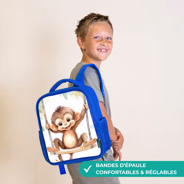 Sac à dos enfant - Bleu - Singe - Animal - Enfants - Jungle — 4