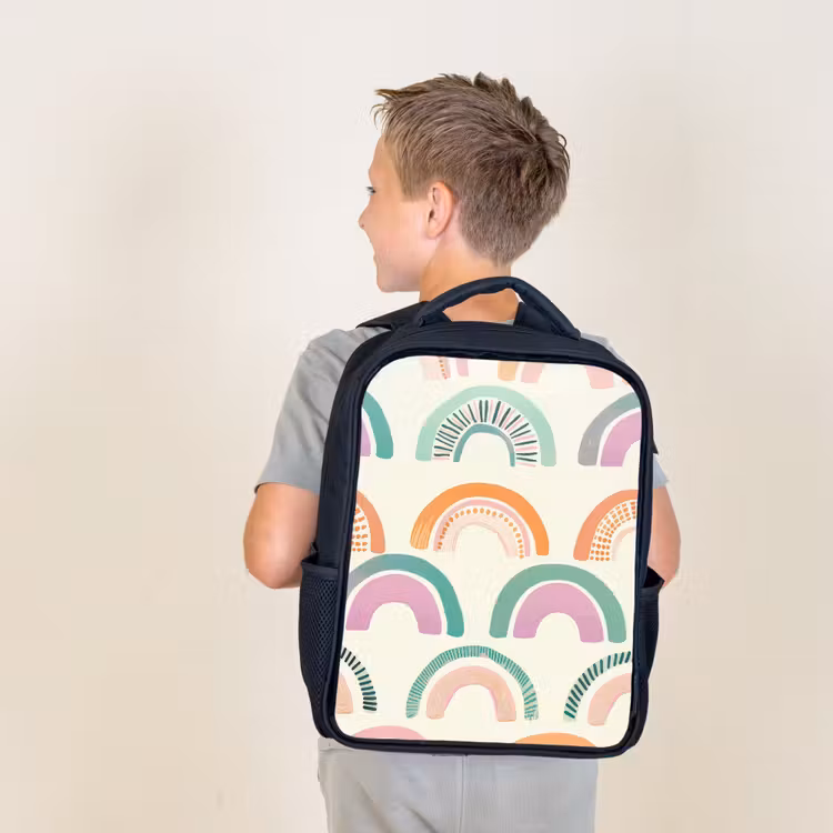 Sac à dos enfant - Noir - Arc-en-ciel - Pastel - Motif — 2