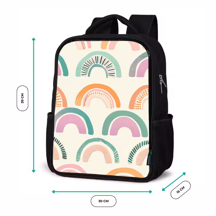 Sac à dos enfant - Noir - Arc-en-ciel - Pastel - Motif — 8
