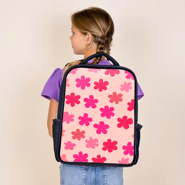 Sac à dos enfant - Noir - Fleurs - Motif - Rose — 4