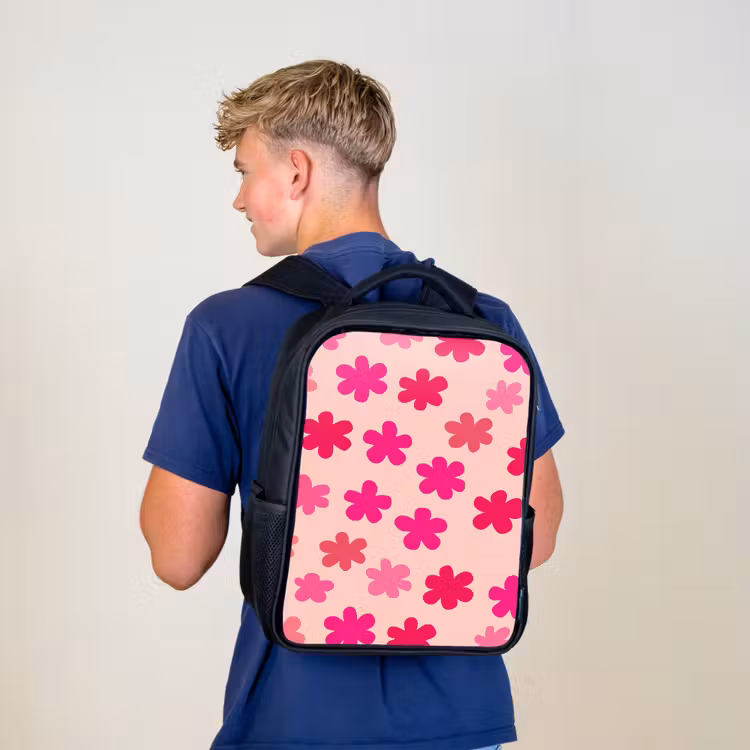 Sac à dos enfant - Noir - Fleurs - Motif - Rose — 5