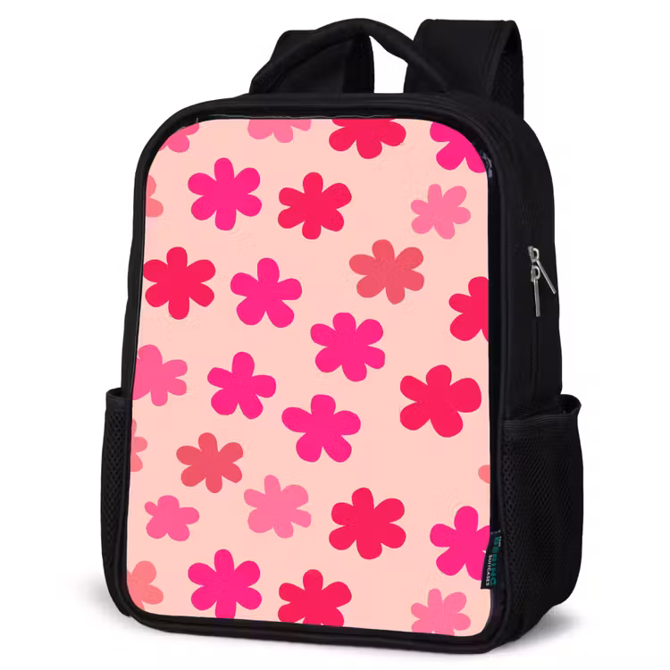 Sac à dos enfant - Noir - Fleurs - Motif - Rose — 6