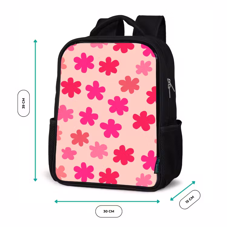 Sac à dos enfant - Noir - Fleurs - Motif - Rose — 8