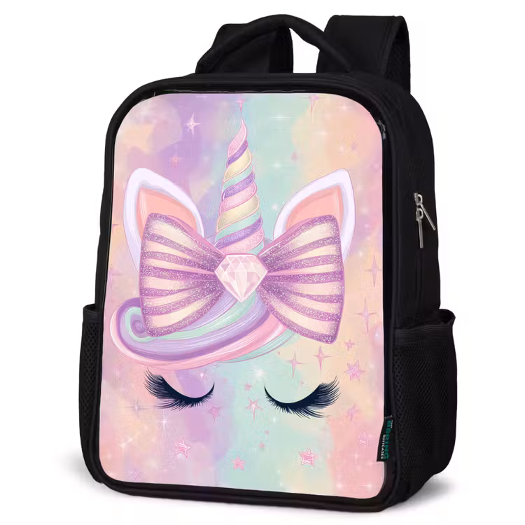 Sac à dos enfant - Noir - Licorne - Paillettes - Arc-en-ciel - Pastel — 6