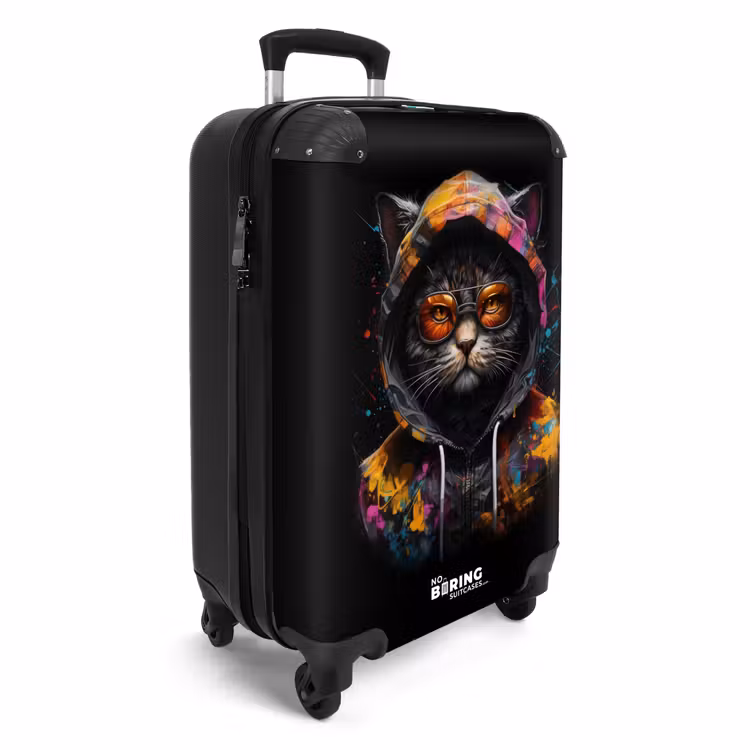Valise - Chat avec gilet coloré et lunettes orange — 2