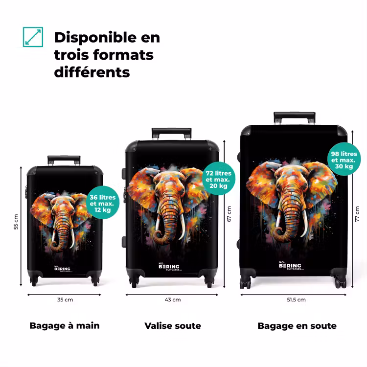 Valise - Éléphant décoré d'éclaboussures colorées — 3