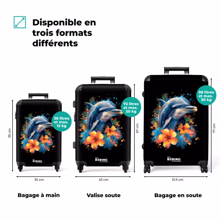 Valise - Dauphin au milieu des graffitis de fleurs — 3