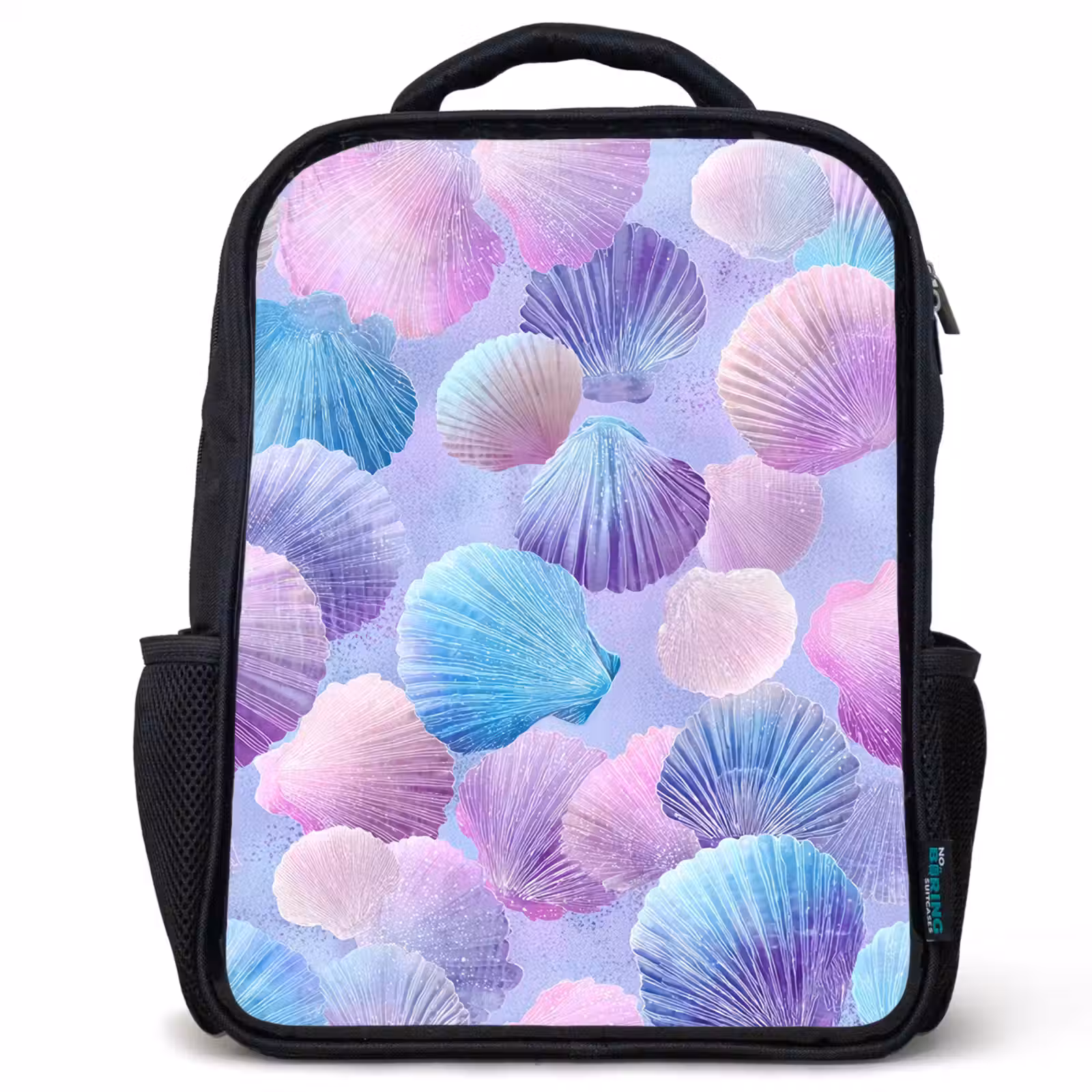 Sac à dos enfant - Noir - Coquillages - Violet - Bleu - Motif — 1