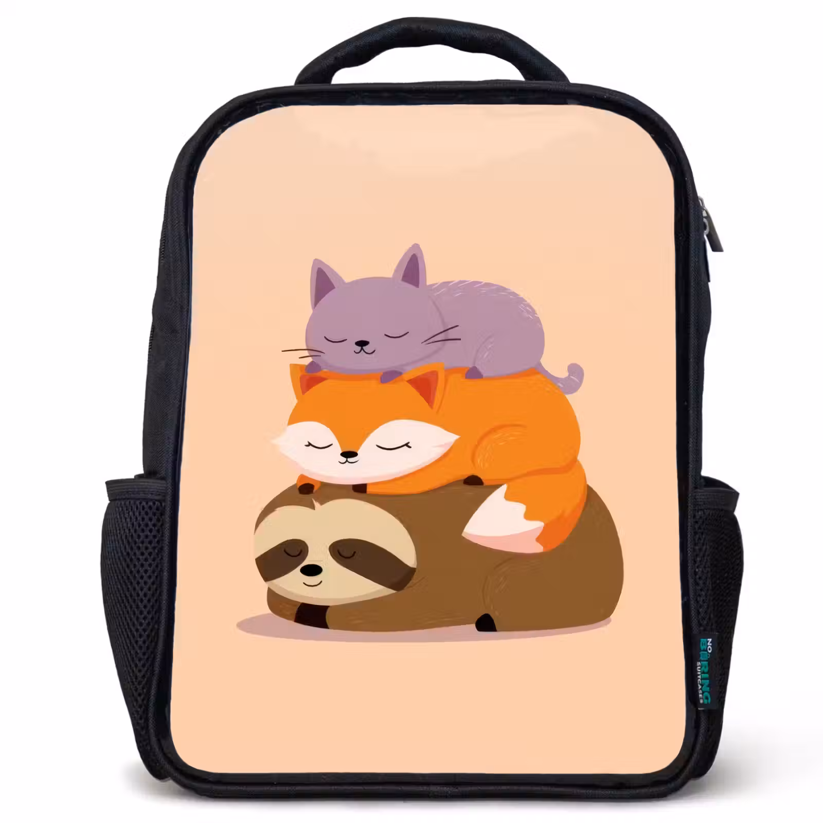 Sac à dos enfant - Noir - Paresseux - Renard - Chat - Dormant — 1